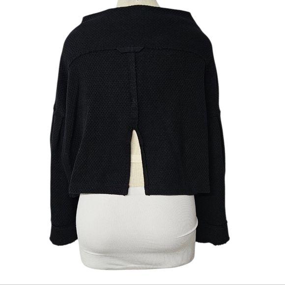 Free People We The Free Bunny Cropped Mock Neck Top In Black Size Large - Picture 4 of 9